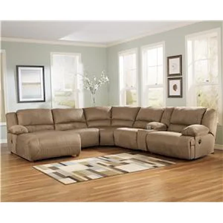 6 Piece Motion Sectional with Left Chaise and Console